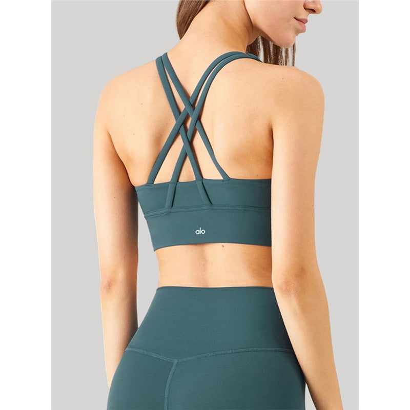 صدرية اليوغا الأصلية 1:1 قمة لياقة رياضية بلون نود مع ظهر جميل وامتصاص للصدمات للنساء - Image 4